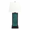 31" Black Metal Bedside Lamp With White Empire Shade