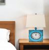 7 X 7 X 22 Blue Vintage Metal Clock Base - Table Lamp
