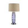 28" Nickel Metal Mason Jar Bedside LED Table Lamp With Natural Drum Shade