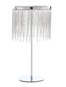 23" Silver Metal Table Lamp With Clear Drum Shade