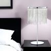 23" Silver Metal Table Lamp With Clear Drum Shade