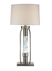 31" Silver Metal Table Lamp With Beige Empire Shade