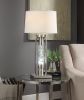 31" Silver Metal Table Lamp With Beige Empire Shade
