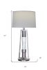 31" Silver Metal Table Lamp With Gray Empire Shade