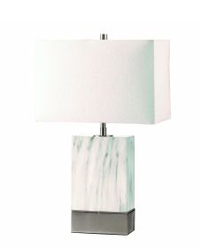 White Marble  Brushed Nickel Table Lamp