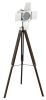 1" X 1" X 38~55" Antique Oak Chrome Metal Wood Floor Lamp