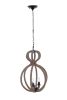 Natural and Black Iron and Rope Three Light Ceiling Light