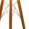 21" Brown Solid Wood Tripod Lamp With Brown and White Drum Shade