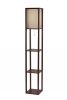 63" Brown Column Floor Lamp With Beige Square Shade