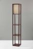 63" Brown Column Floor Lamp With Beige Square Shade