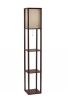 63" Brown Column Floor Lamp With Beige Square Shade