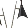 22" Black and Silver Metal Two Light Desk Lamp With Black Cone Shades