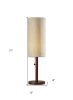 31" Walnut Solid Wood Standard Table Lamp With Beige Shade