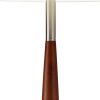 61" Brown Solid Wood Floor Lamp With White Fabric Drum Shade