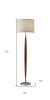 61" Brown Solid Wood Floor Lamp With White Fabric Drum Shade