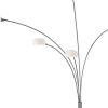 86" Steel Five Light Tree Floor Lamp With White Glass Dome Shade