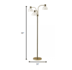 69" Gold Three Light Tree Floor Lamp With Clear Bowl Shade
