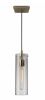 Clear Glass Cylinder Shade With Vintage Filament Bulb Antique Brass Metal Pendant