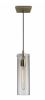 Clear Glass Cylinder Shade With Vintage Filament Bulb Antique Brass Metal Pendant