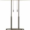 27" Silver Metal Bedside Table Lamp With White Shade