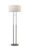 62" Brushed Task Floor Lamp With White Fabric Drum Shade