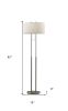 62" Brushed Task Floor Lamp With White Fabric Drum Shade