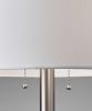 28" Silver Metal Two Light Bedside Table Lamp With White Drum Shade