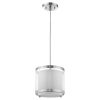 White and Silver Hanging Light with Fabric Shade