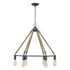 Brown and Black Six Light Metal Dimmable Chandelier