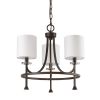 Bronze Candle Style Three Light Metal Dimmable Chandelier With White Shades