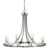 Silver Candle Style Eight Light Metal Dimmable Chandelier