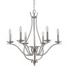 Nickel Candle Style Six Light Metal Dimmable Chandelier
