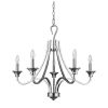 Nickel Candle Style Five Light Metal Dimmable Chandelier