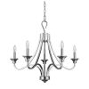 Nickel Candle Style Five Light Metal Dimmable Chandelier