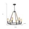 Brown and Black Candle Style Six Light Metal Dimmable Chandelier