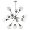 Silver Sputnik Twelve Light Metal Dimmable Chandelier With Clear Shades