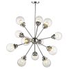 Silver Sputnik Twelve Light Metal Dimmable Chandelier With Clear Shades