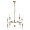 Brass Candle Style Ten Light Metal Dimmable Chandelier
