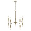 Brass Candle Style Ten Light Metal Dimmable Chandelier