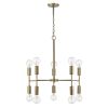 Brass Candle Style Ten Light Metal Dimmable Chandelier