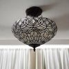 Black and Gray Tiffany Style Two Light Glass Dimmable Semi Flush Ceiling Light