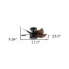 23" Brown Flush Mount Five Blade Remote Control Integrated Light Ceiling Fan