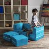 Jaxx Zipline Modular Kids Loveseat & Ottomans, Aqua