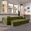 Jaxx Zipline Convertible Sleeper Sofa & Three Ottomans/California King-Size Bed, Moss