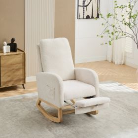 25.4"W Rocking Chair for Nursery, High Back Glider Chair with Retractable Footrest, Side Pocket