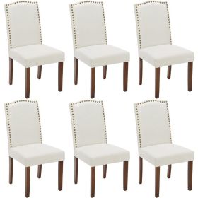 Dining Chairs Set of 6, High-end Upholstered Leather Dining Room Chair with Nailhead Trim and Wood Legs, Dining Room Kitch
