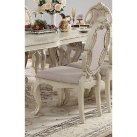 ACME Ragenardus Side Chair (Set-2) in Fabric & Antique White 61282