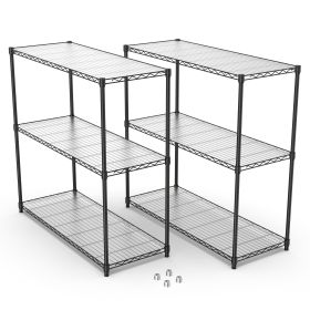2 Pack 3 Tier Shelf Wire Shelving Unit, 2P-3TWL1848-B-LKJ