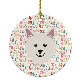 Italian Spitz Merry Christmas Ceramic Ornament Christmas Tree Hanging Decorations for Home Christmas Holiday, Party, Gift, 3 in, Multicolor