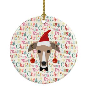 Greyhound Merry Christmas Ceramic Ornament Christmas Tree Hanging Decorations for Home Christmas Holiday, Party, Gift, 3 in, Multicolor